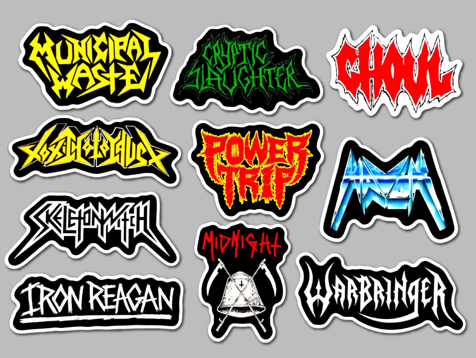 Thrash Metal Vinyl Sticker Lot (10 Pack) SET 3 power trip ghoul municipal waste