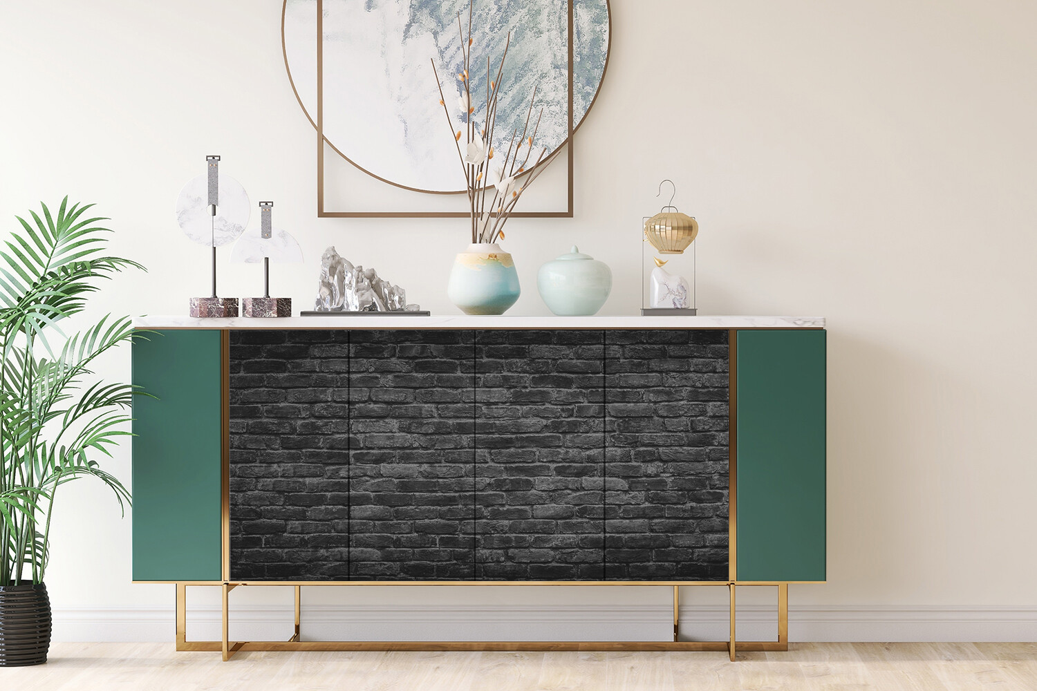 Worktop Covering Stickers Self Adhesive Vinyl Wrap Dark brick texture 100×50