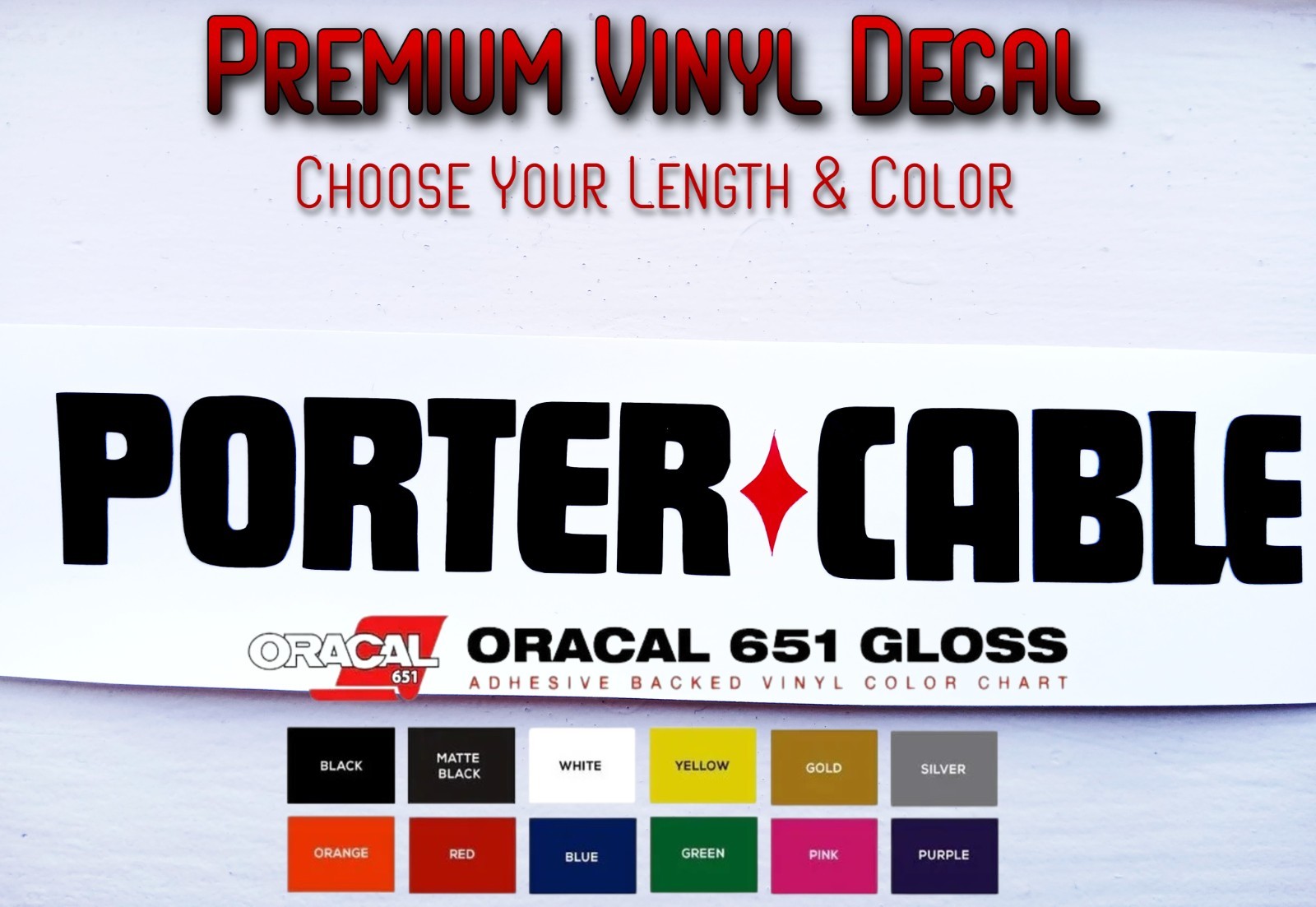 Porter Cable Logo Decal Sticker 7.5" 11" 18v Lithium Drill Saw Impact Table