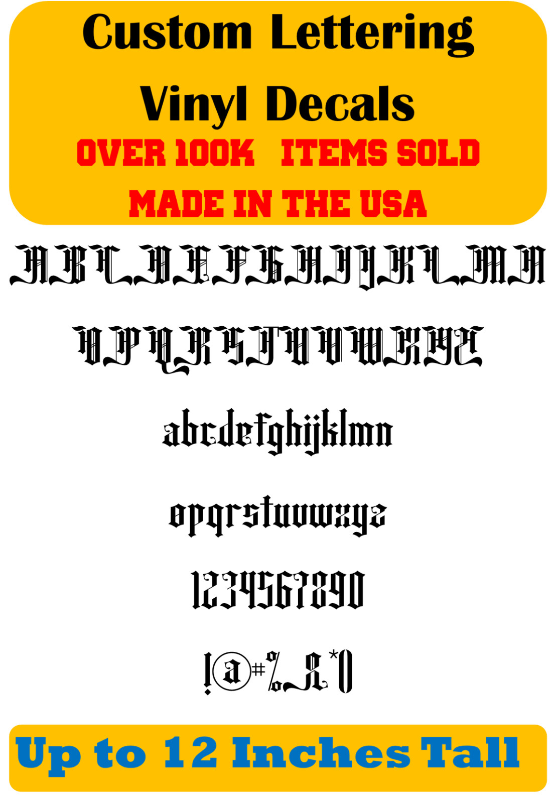 Custom Personalized Decal Vinyl Lettering Text Business Sign Old English Font vE