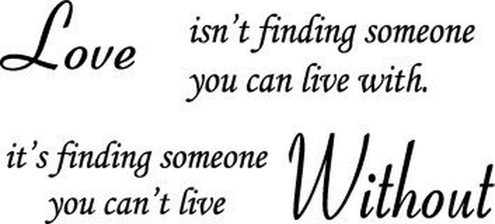 Black 22" X 10" Love Without Quote Wall Sticker Paper Quote Decal Art Décor