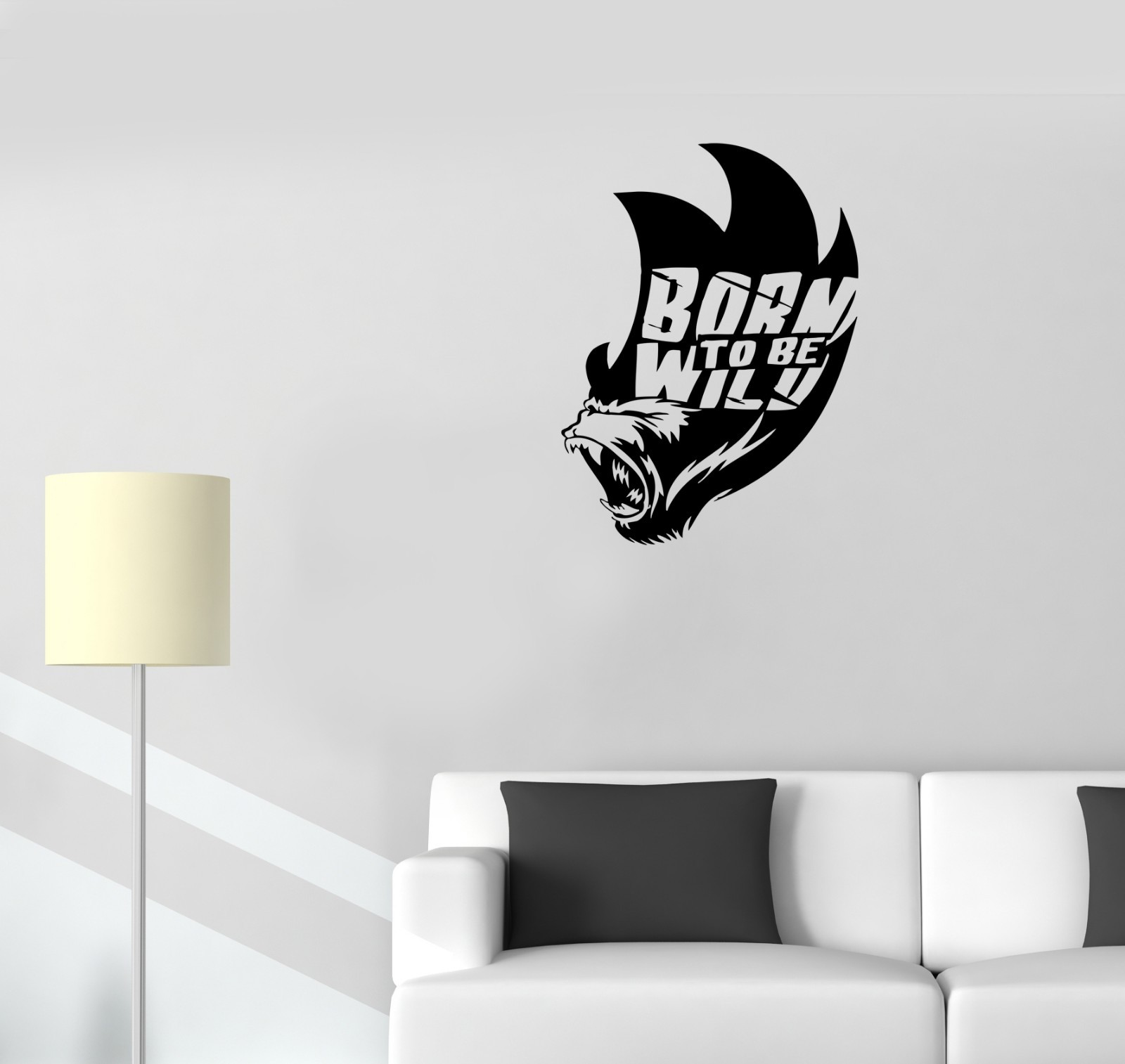 Wall Decal Wild Animals Nature Monkey Head Inscription Vinyl Sticker (ed1030)