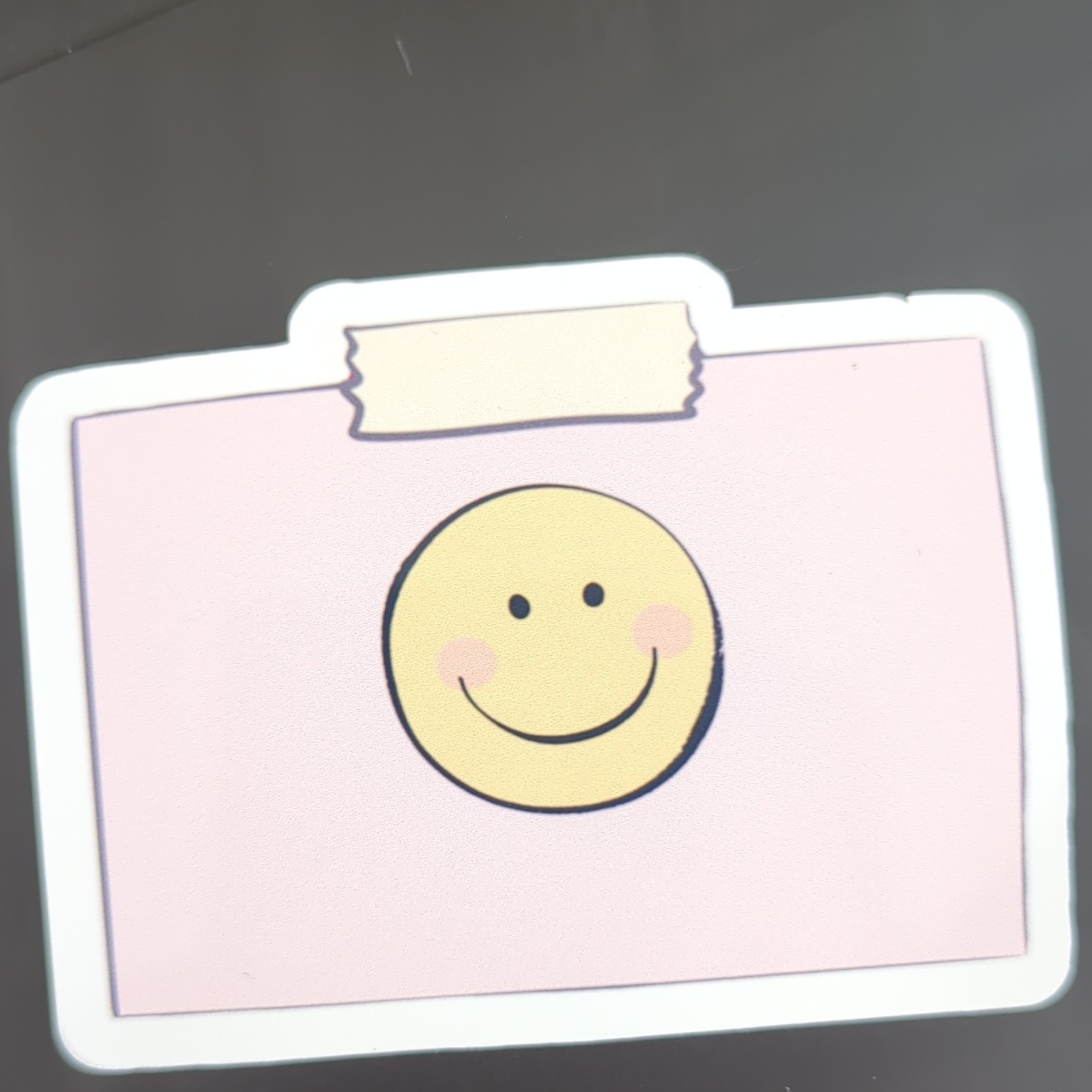 Pink Smiley Face Rectangle Sticker Decal – Yellow White Black Smiley Theme