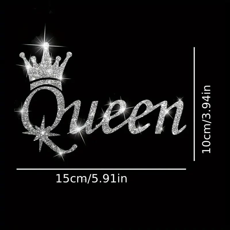 2PCS Sparkling Crown Queen Self-Adhesive PVC Rainbow Glittery Decal Sticker