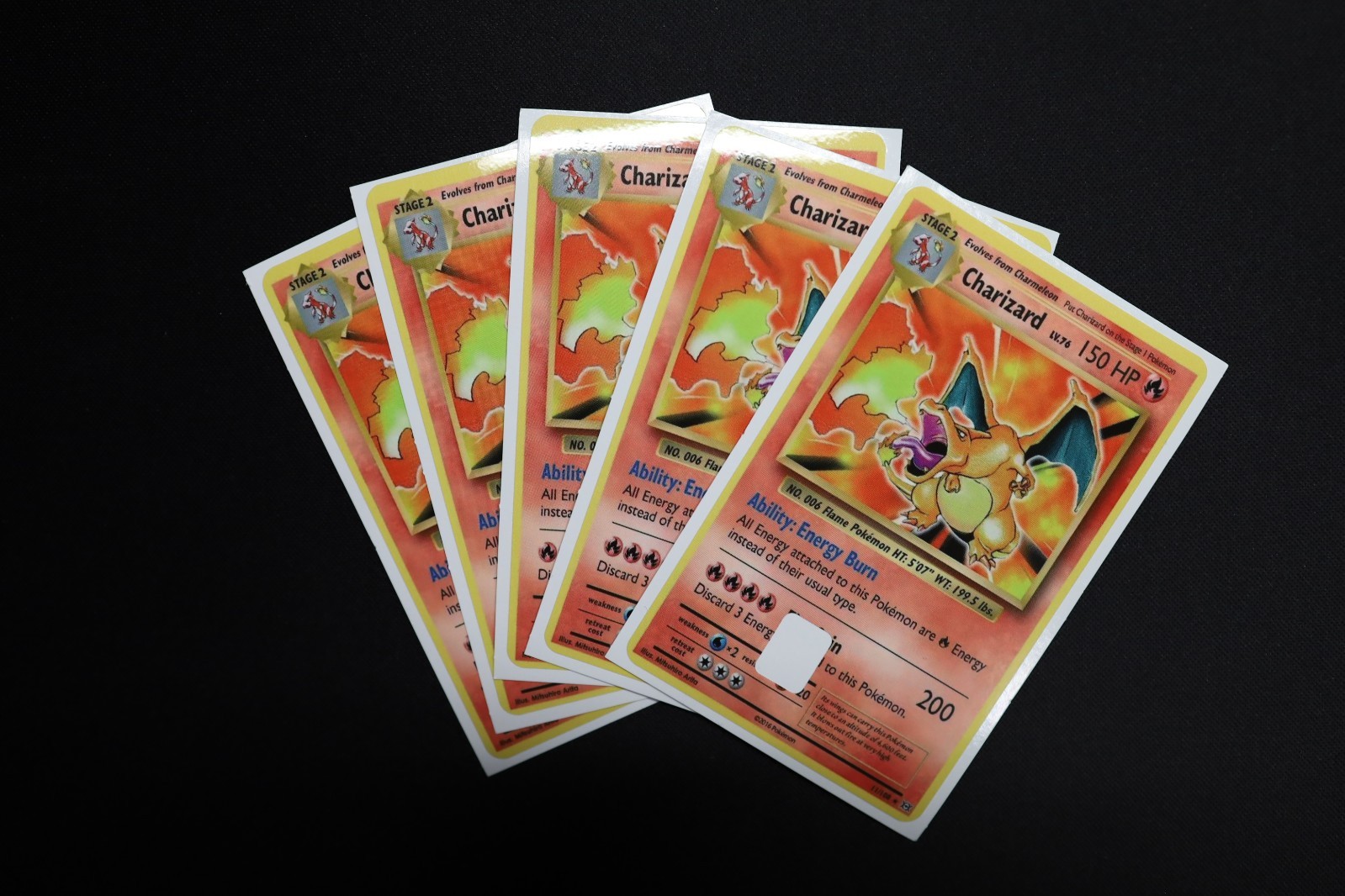 5 PK Charizard 1st Edition Credit Debit Card Skin Sticker Decal TCG