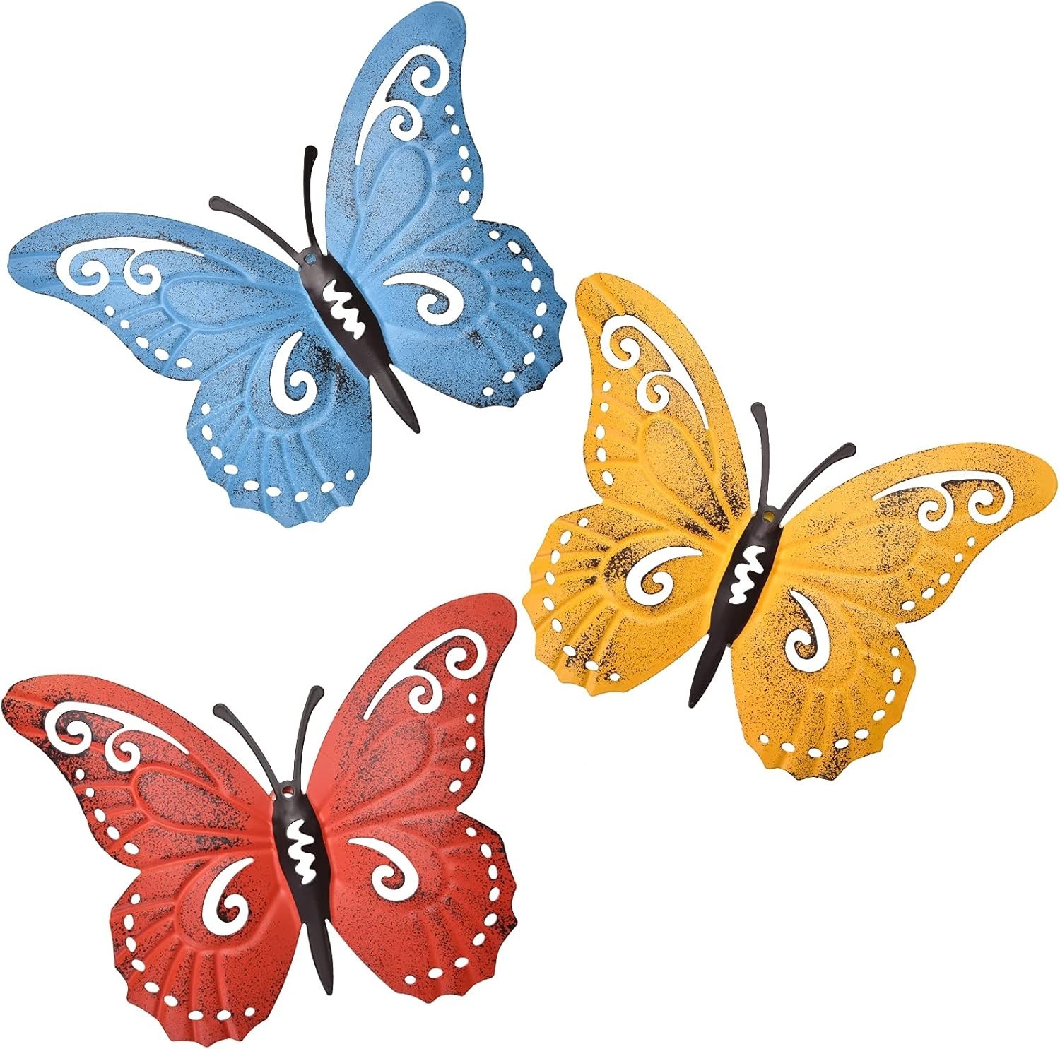 3-Piece Metal Butterfly Wall Decor Set – Outdoor Indoor