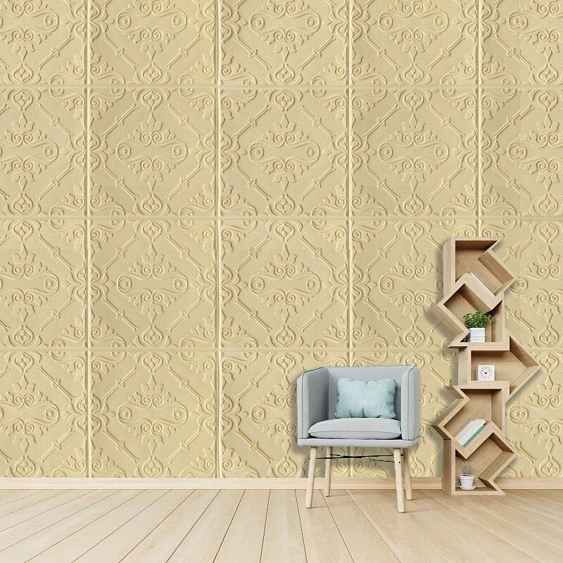 10x 3D Embossed Self-adhesive Foam Wall Sticker Panel Wallpaper Home Decor Craft