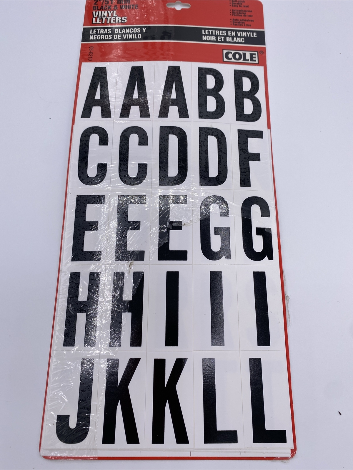 Cole Vinyl Letters/Alphabet 2” Black & White 2 New Packs