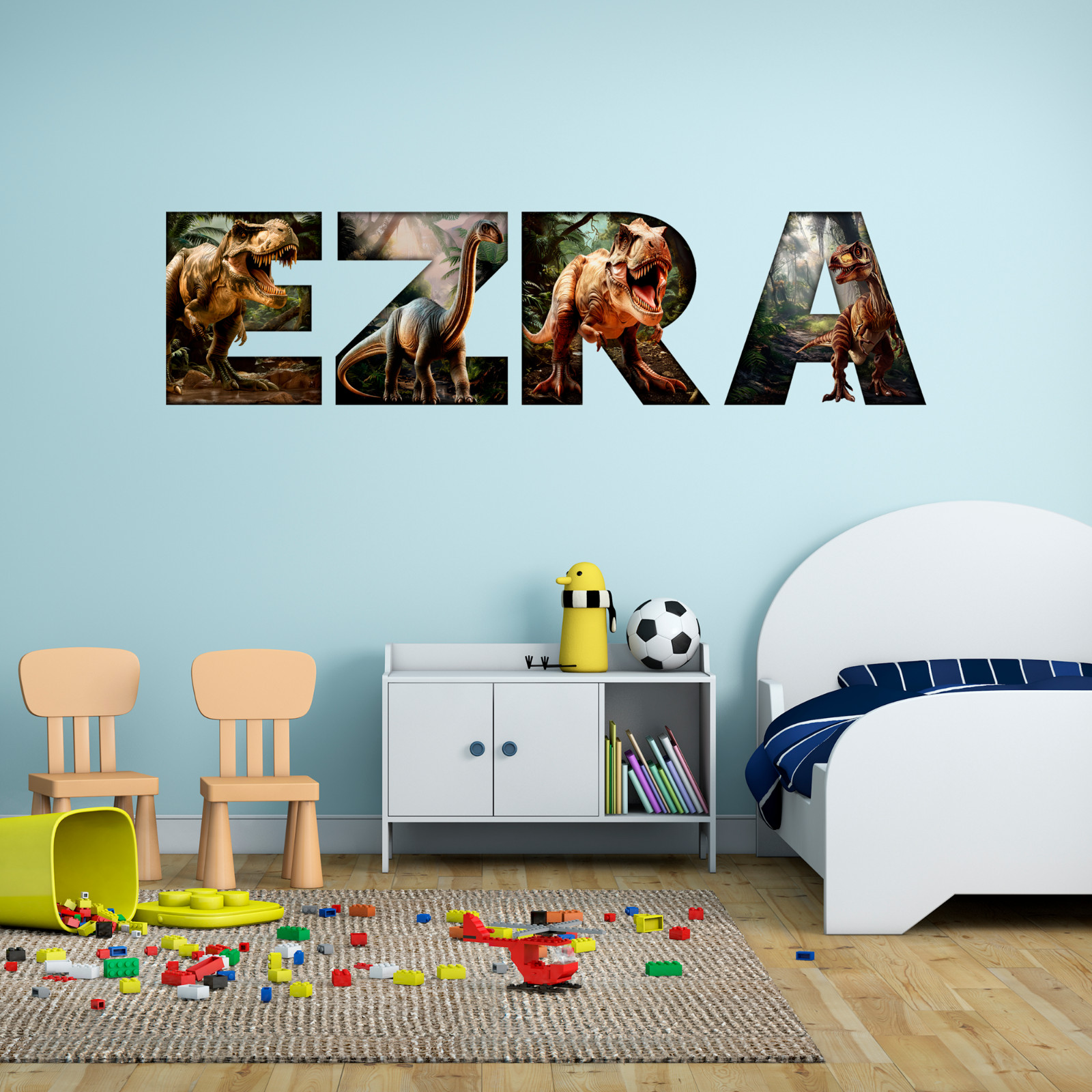 Custom Dinosaur Name Wall Decal Sticker for Kids Bed Room,Boy Dino Nursery Decor