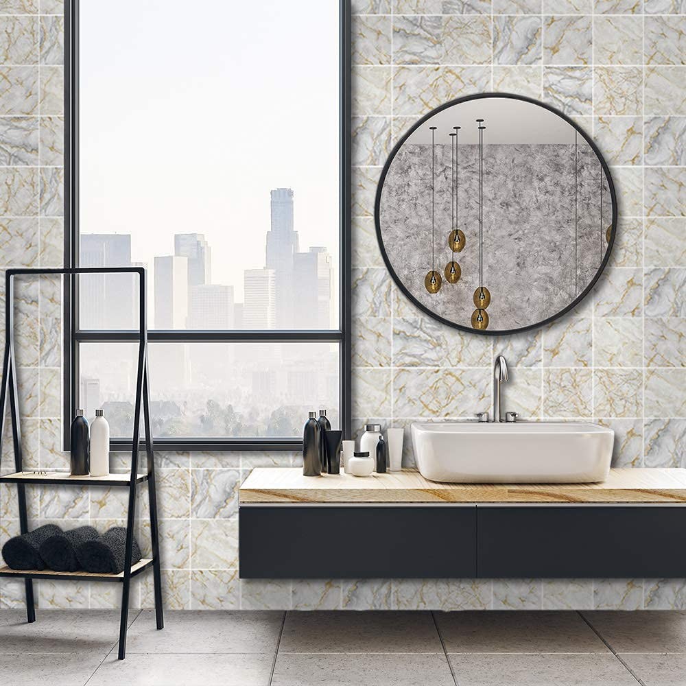 50Pcs Peel and Stick Backsplash Wall Tile for Kitchen Bathroom Laundry Room, …