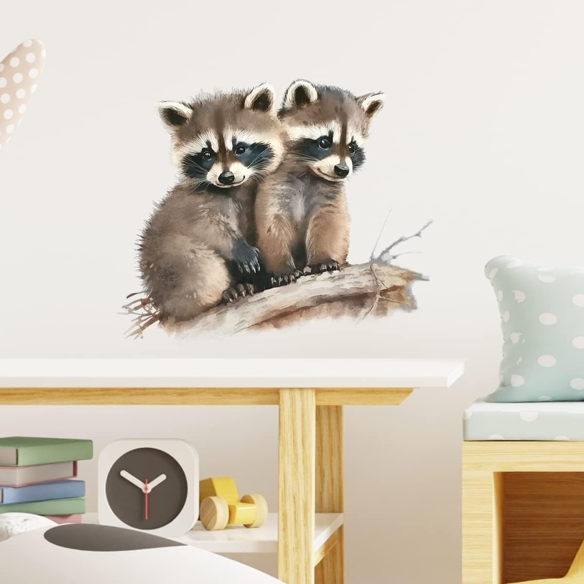 Animal Wall Decal Raccoon Removable Waterproof Nursery Wall Sticker Kids Room
