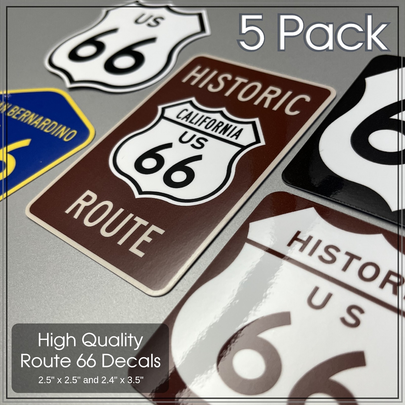 Route 66 Decals 5-pack Made With 3M Vehicle Grade Materials VERY HIGH QUALITY