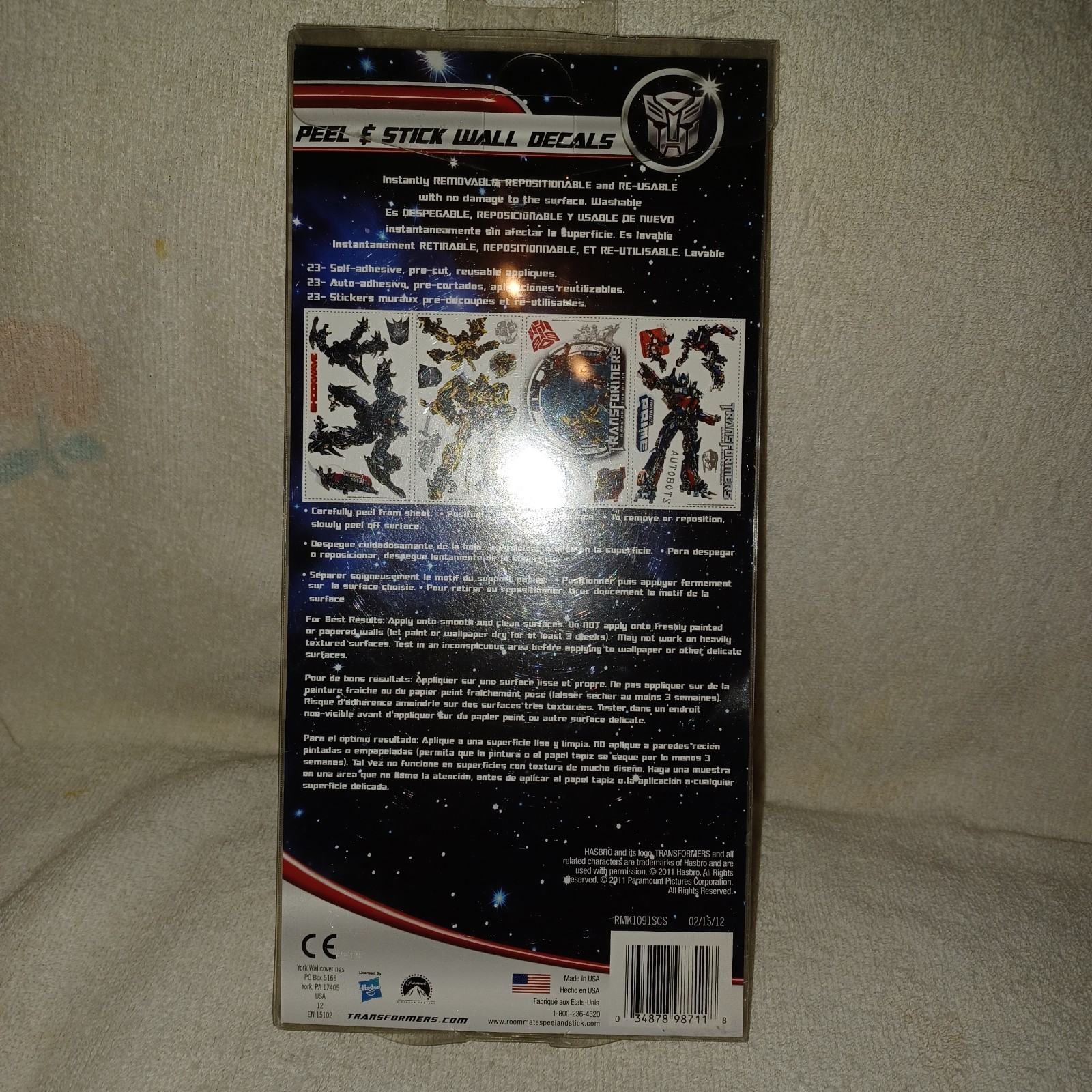 Transformers Dark Of Moon Peel & Stick Wall Decals Bumblebee Optimus Prime (ZW)