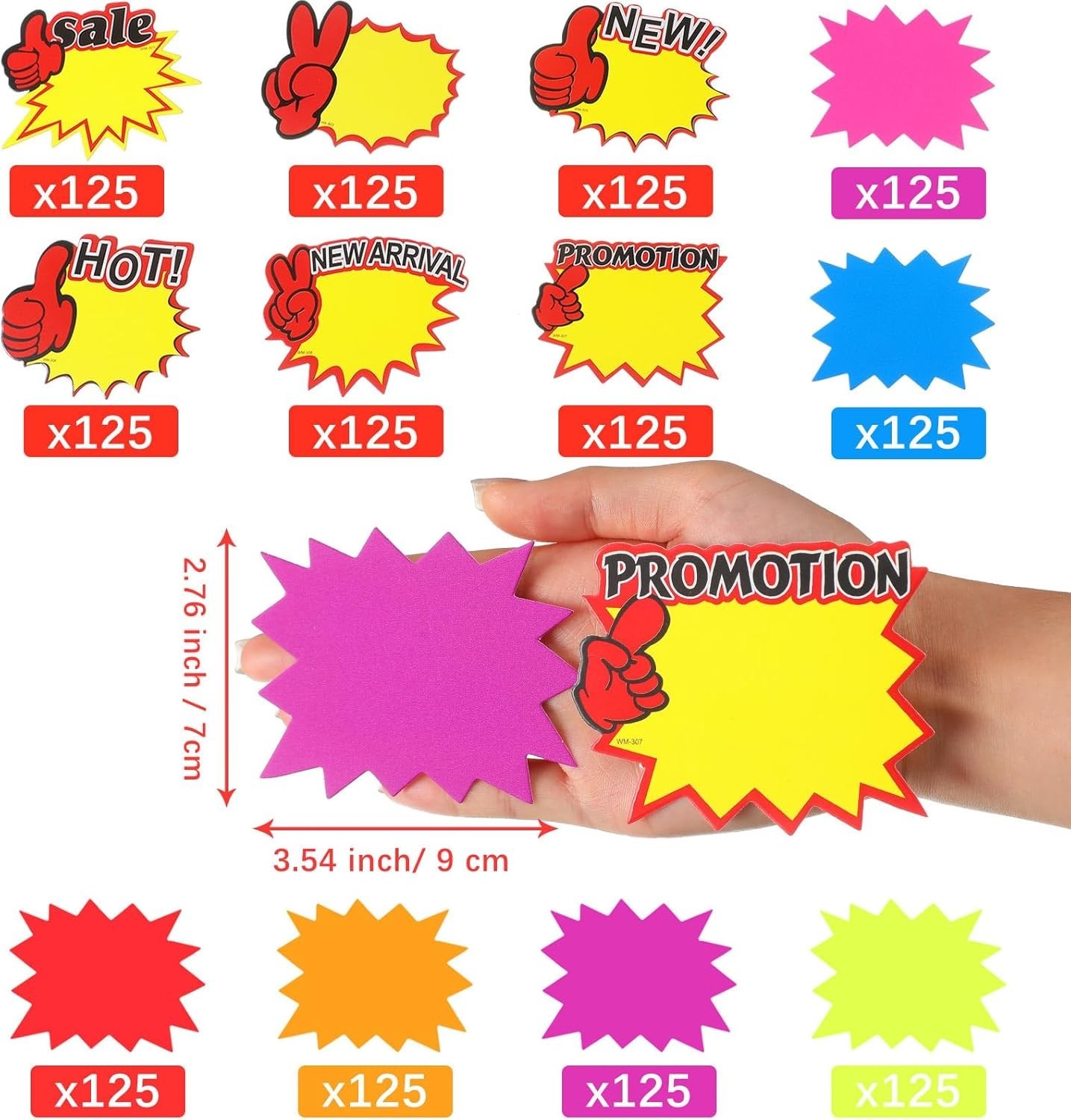 Colarr 1500 Pieces Starburst Signs Sale Signs for Retail Store Fluorescent Price
