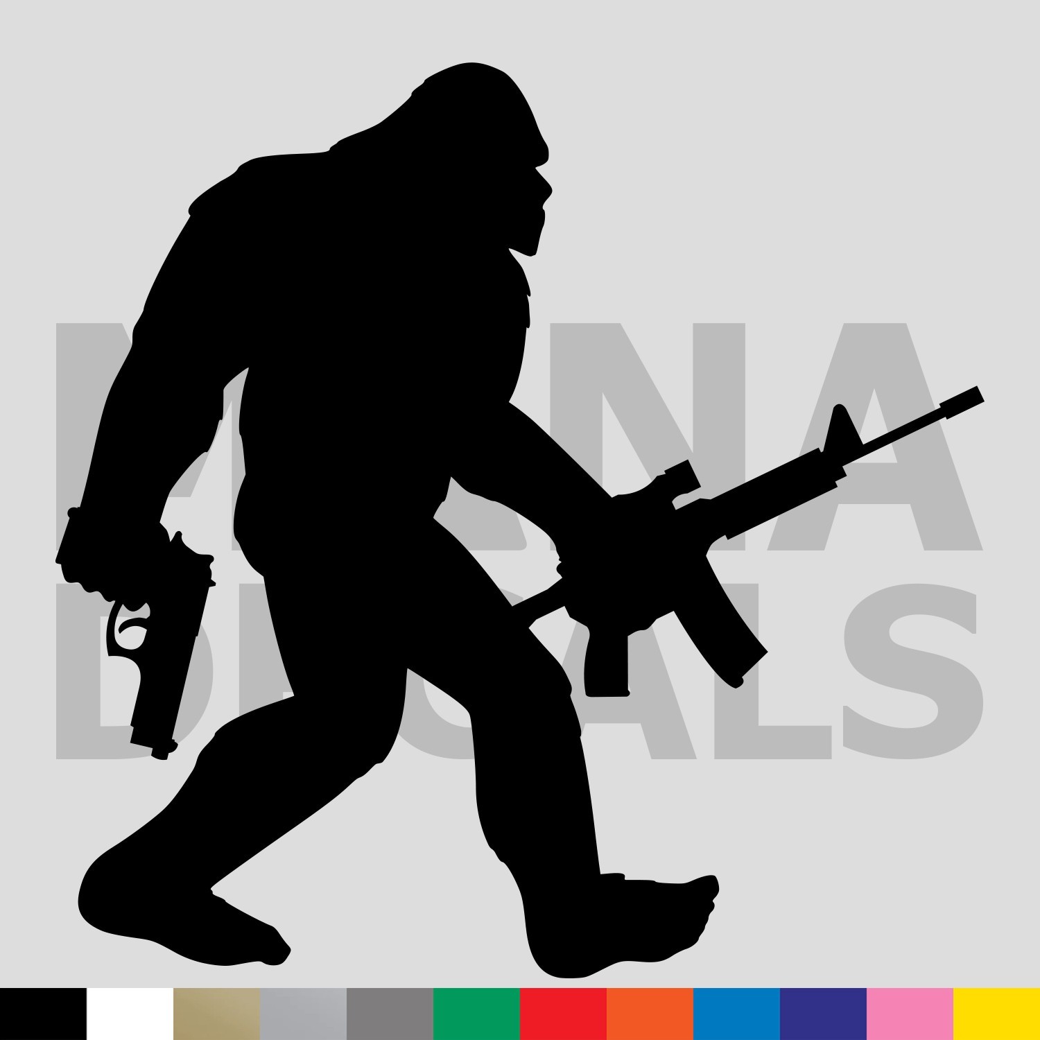Sasquatch Pistol Rifle Vinyl Die Cut Decal Sticker – Bigfoot Gun Rights 2A AR15