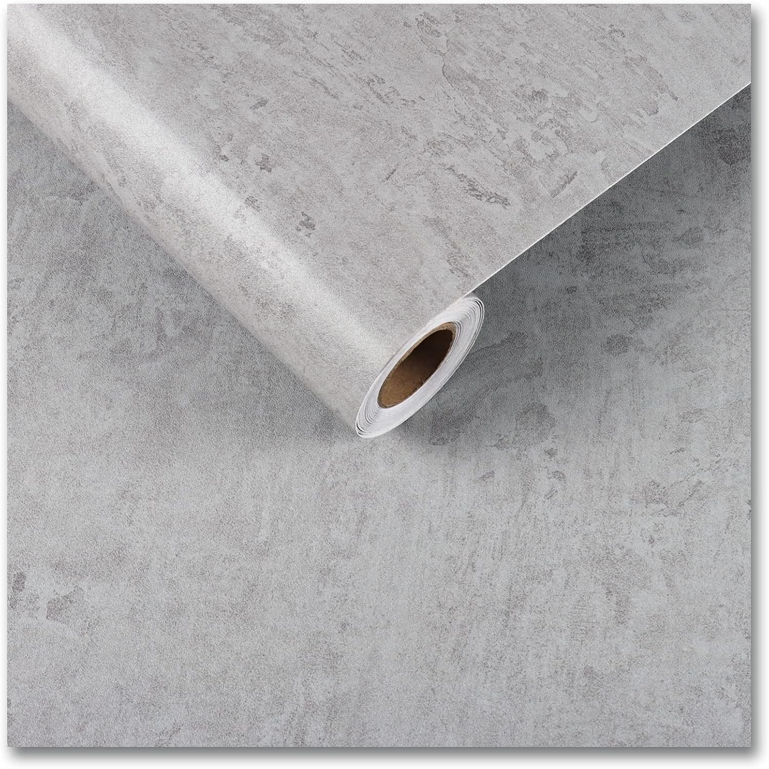 Concrete Grey Wallpaper 24"x354" Extra Thick Wide Waterproof Peel and Stick C…