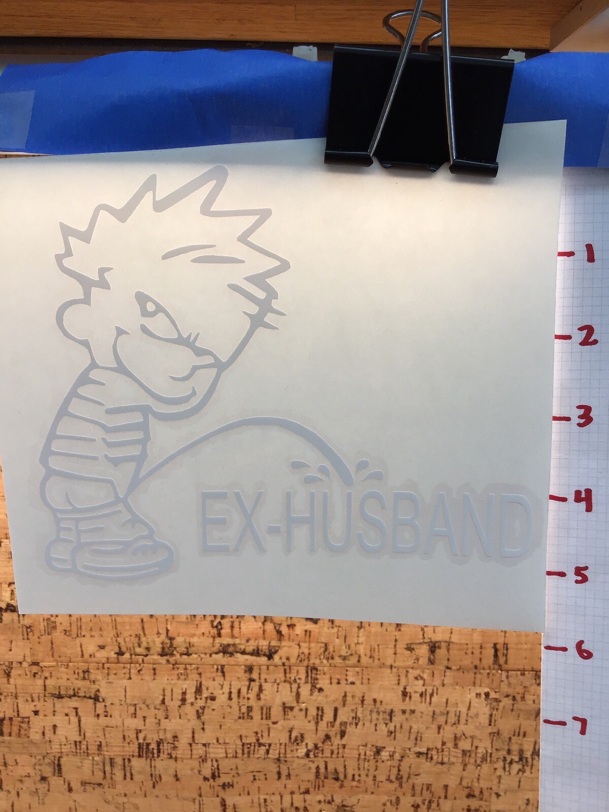 Calvin Pee On Ex-husband – White – Vinyl Decal – Y7-1.85