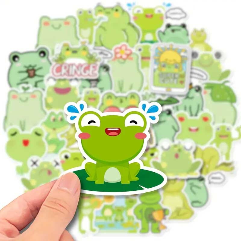 FROG Waterproof Stickers ~ GREEN Toad AMPHIBIAN Removable Vinyl Laptop Decals