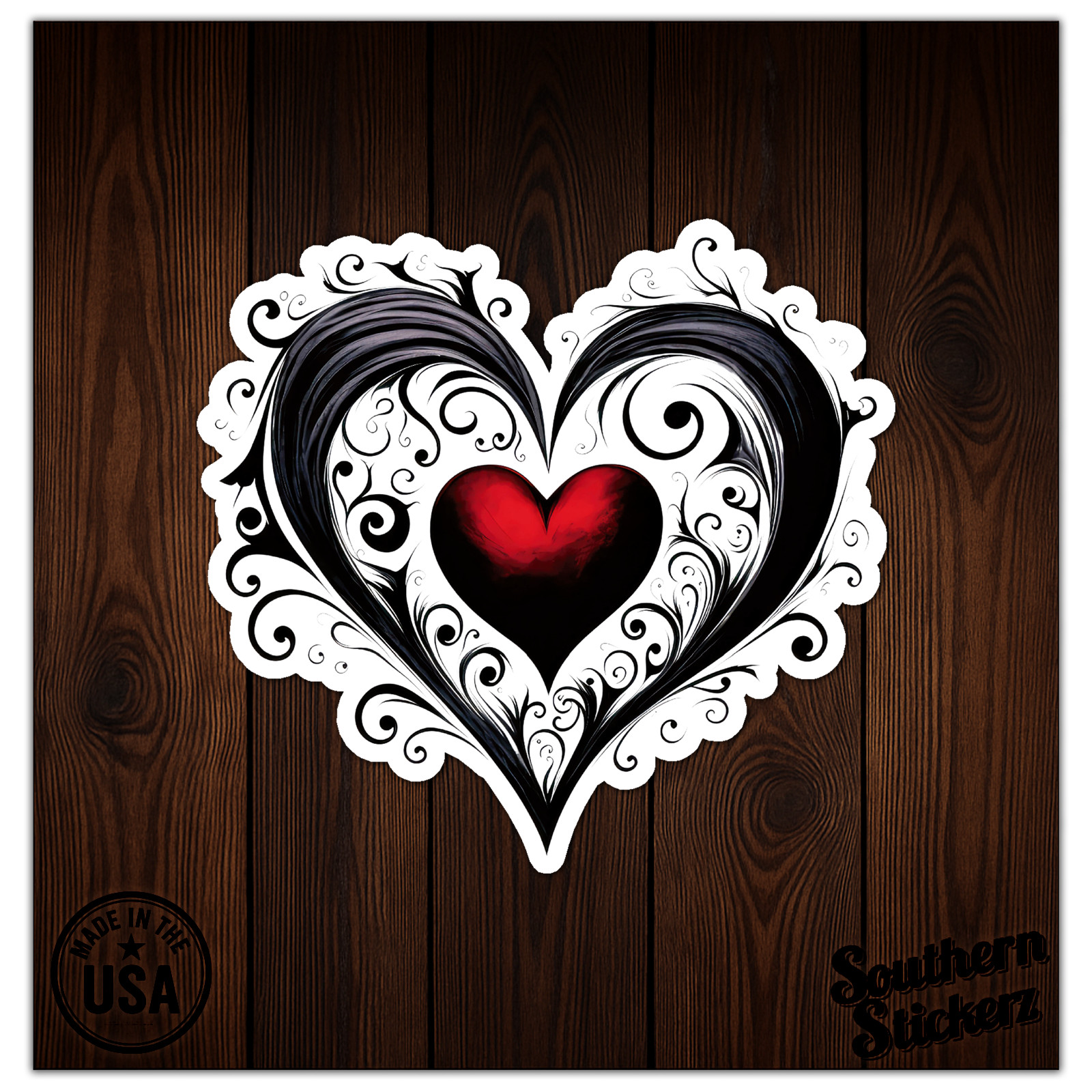 Gothic Black Red Heart – Vinyl Decal Sticker – Car Window Laptop – ebn11684
