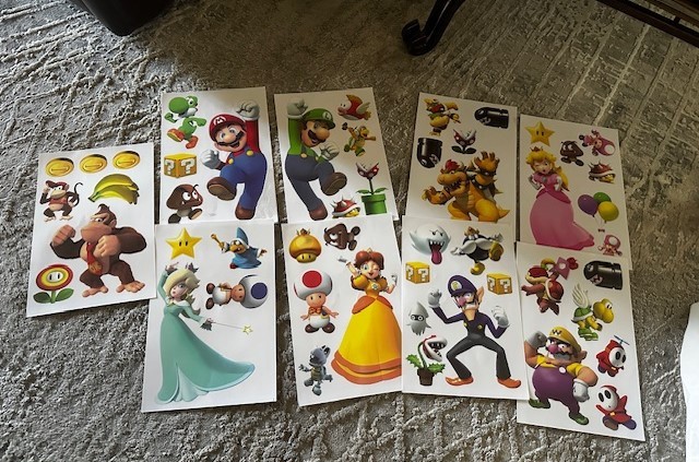 Mario Brothers – Cartoon Window Sticker/Clings – 9 Sheets (Removable)