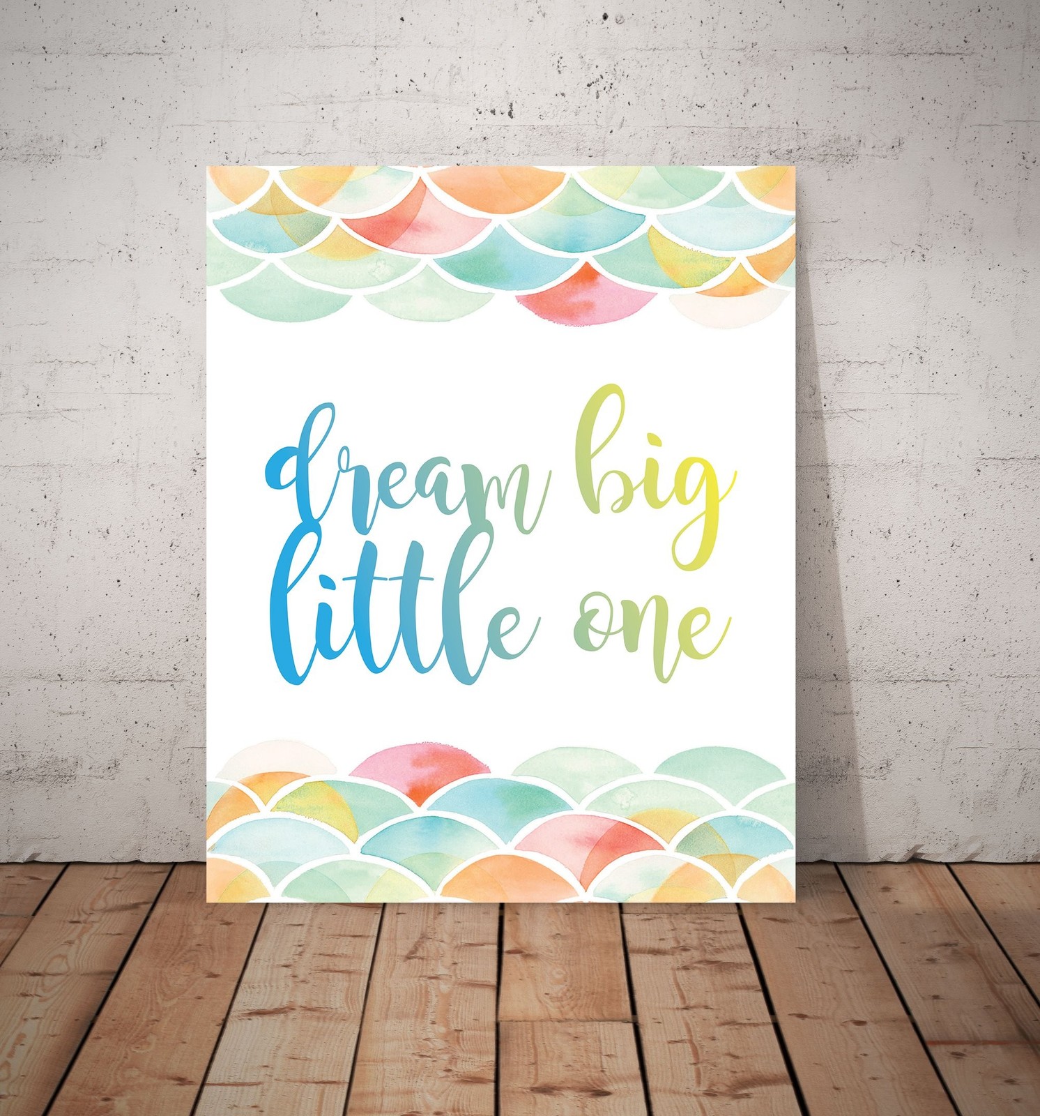 Dream Big Little One, Mermaid Pattern, Gender Neutral Baby Girl Nursery Decor…