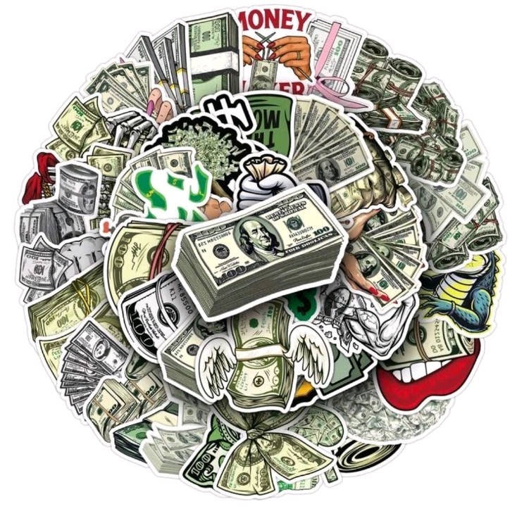 20 Pcs Funny Dollar Signs Money Theme Vinyl Stickers, Waterproof,Laptop, Bottles