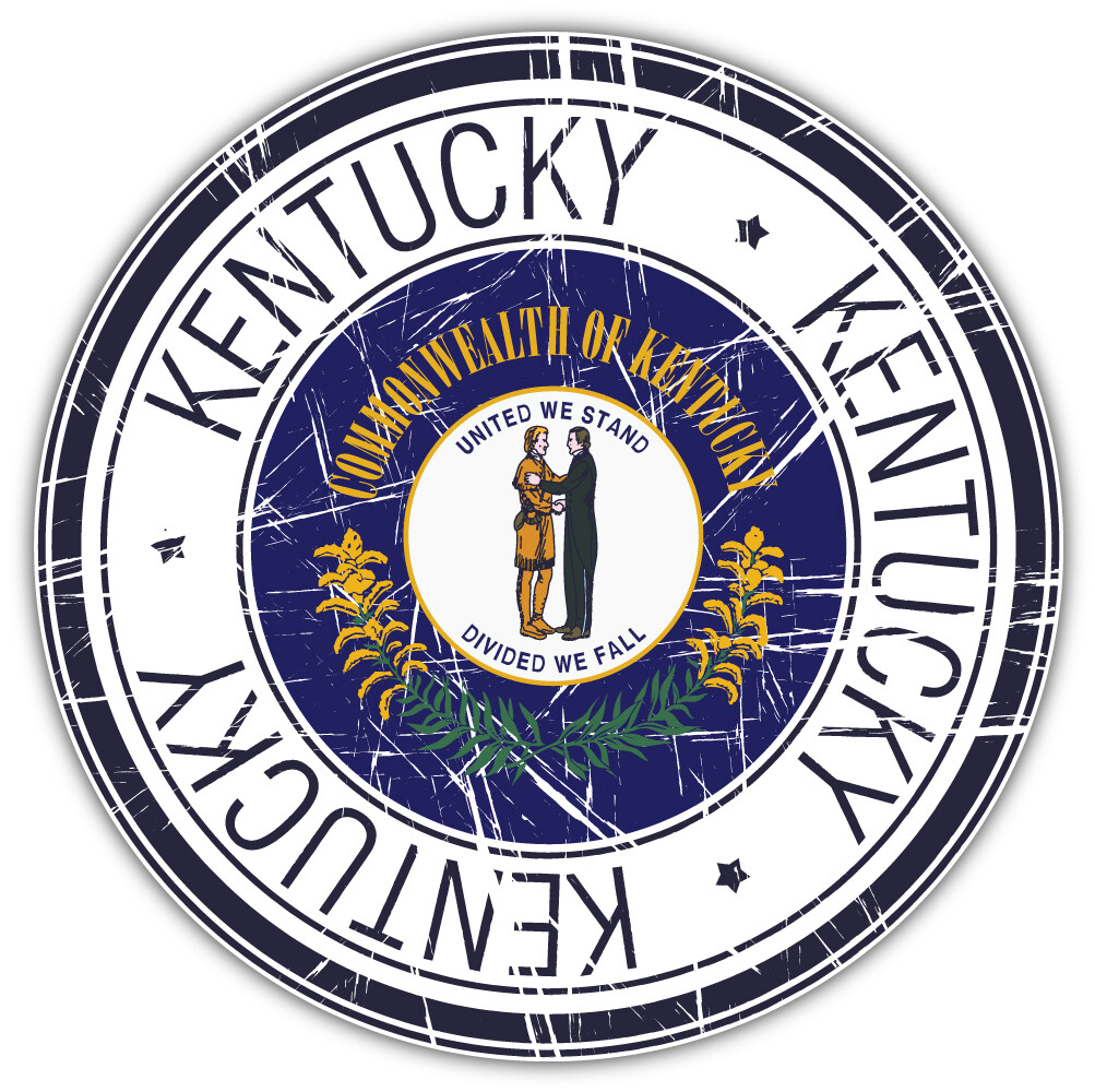 Kentucky USA State Seal Grunge Emblem Car Bumper Sticker Decal "SIZES"