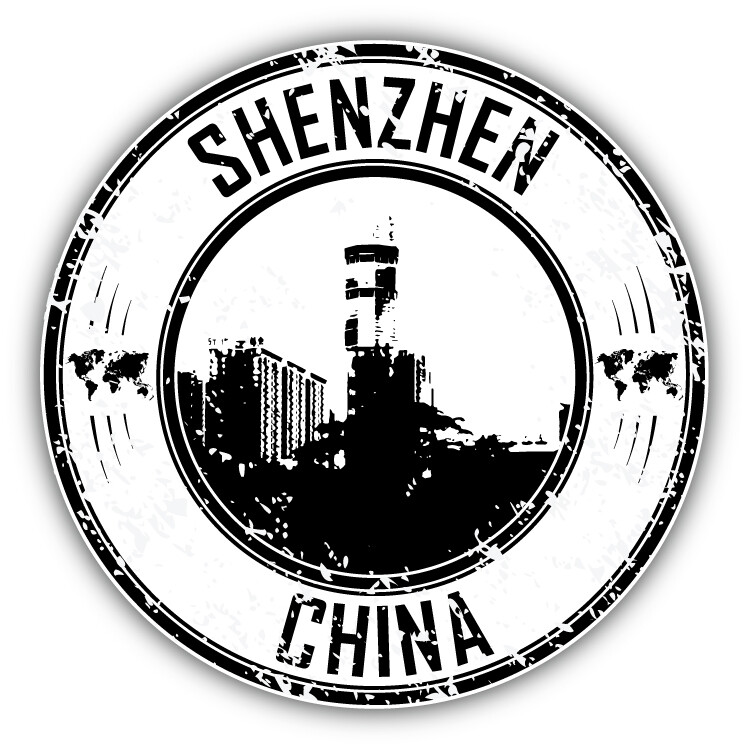 Shenzhen China Grunge Rubber Stamp Travel Car Bumper Sticker Decal