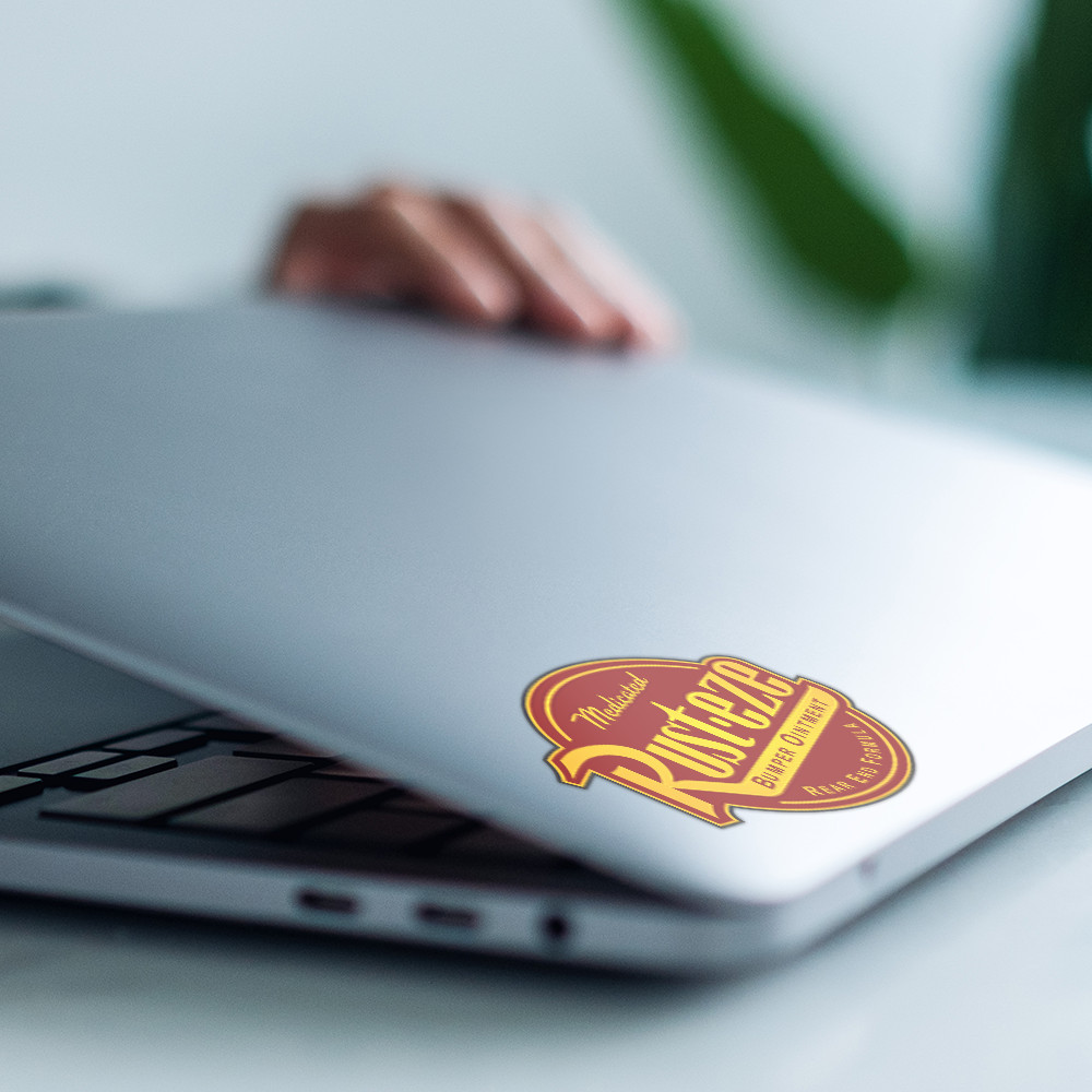 Rust-eze Vinyl Sticker Medicated Bumper Ointment Waterproof Racing Laptop Car