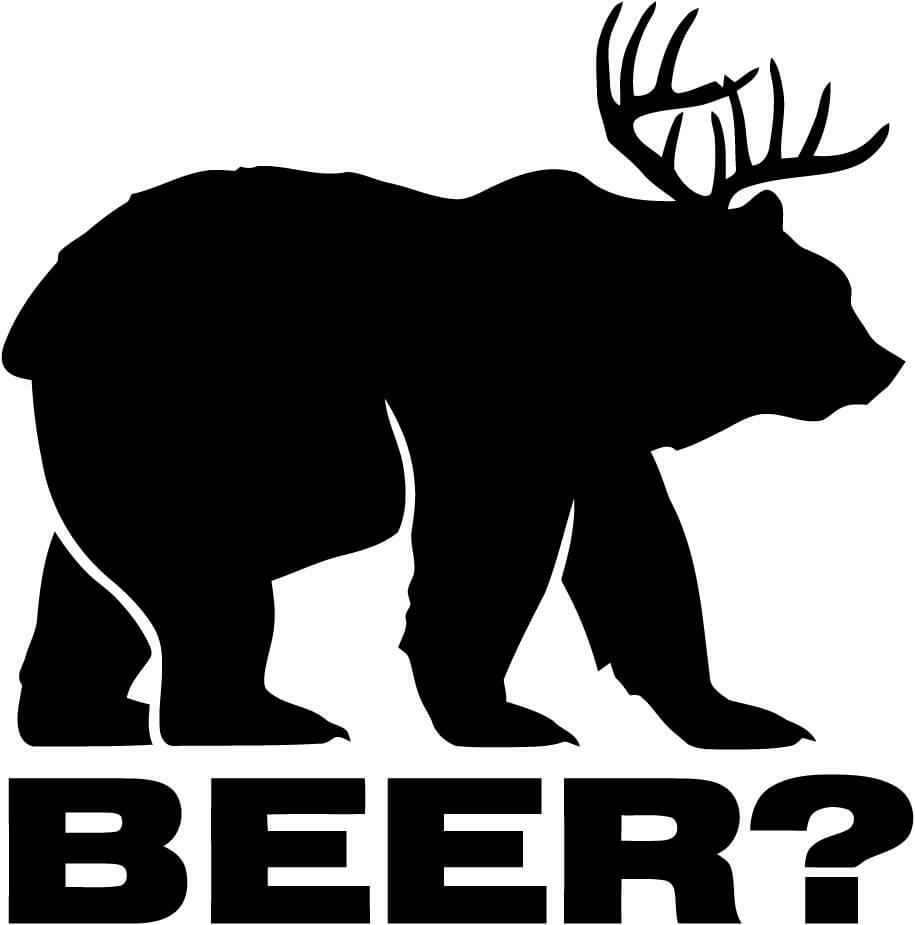 BEER Deer + Bear Parody Comedy Funny Hunting Hunter Vinyl Decal Truck Sticker
