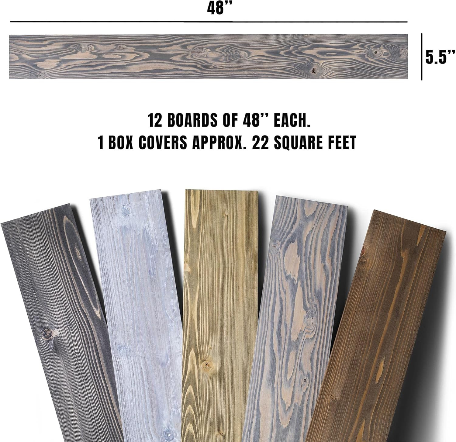5.5 Inches Wide Barnwood Wall Planks, Rustic Solid Wood Panels, Accent Wall Deco