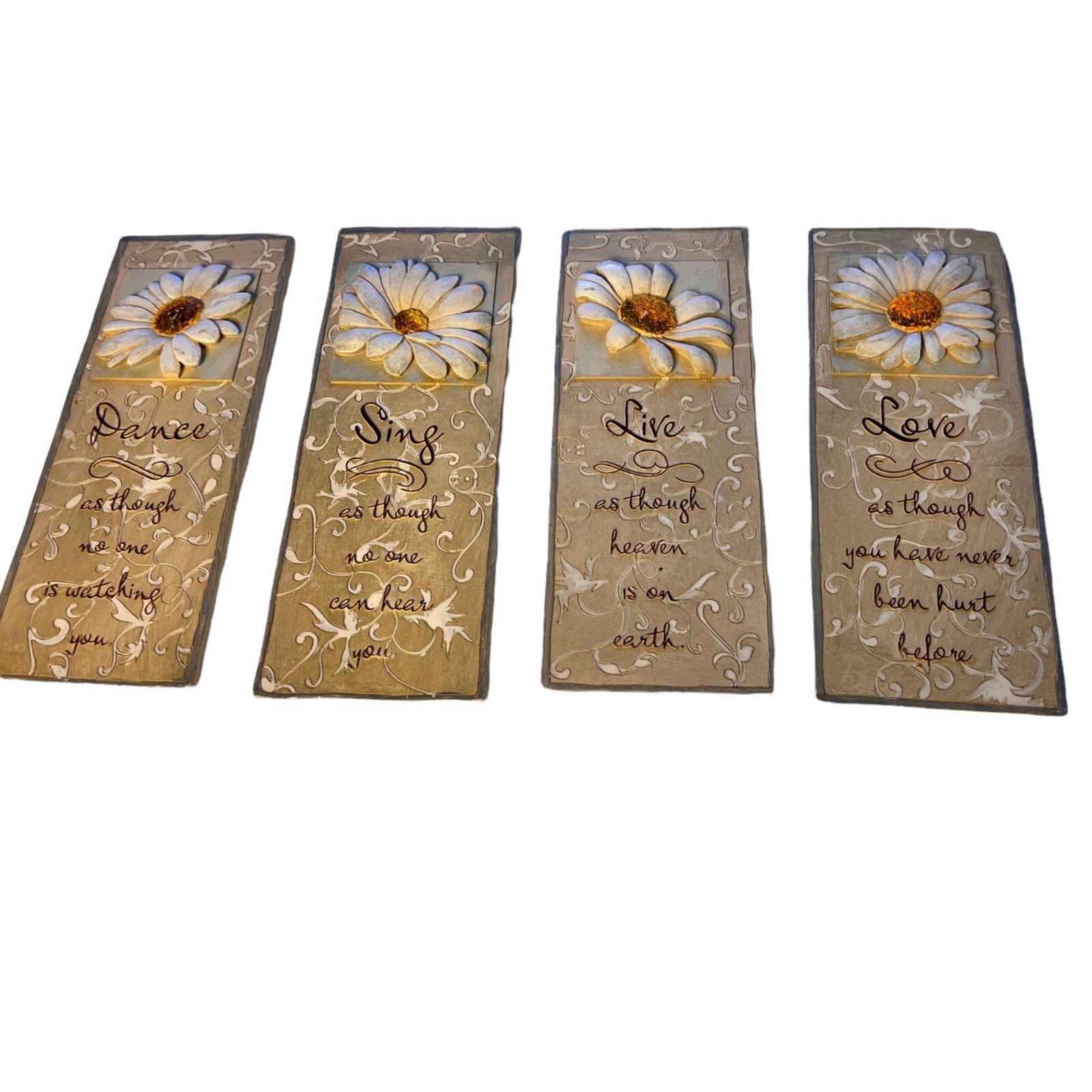 Ceramic Wall Decor Sunflowers Plaques Sing, Love, Dance, And Live Sku 4Plague