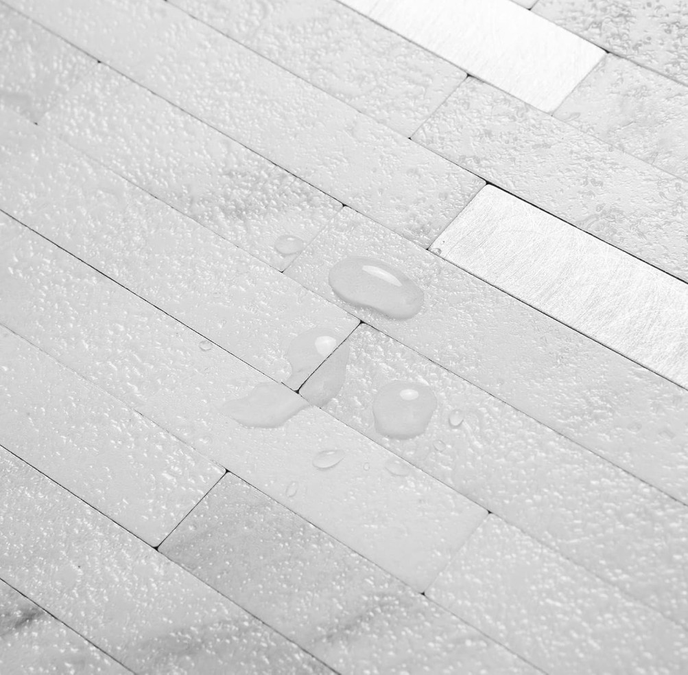 AULIGET 20 Sheets Faux Stone Peel and Stick Backsplash, White Marble Look PVC