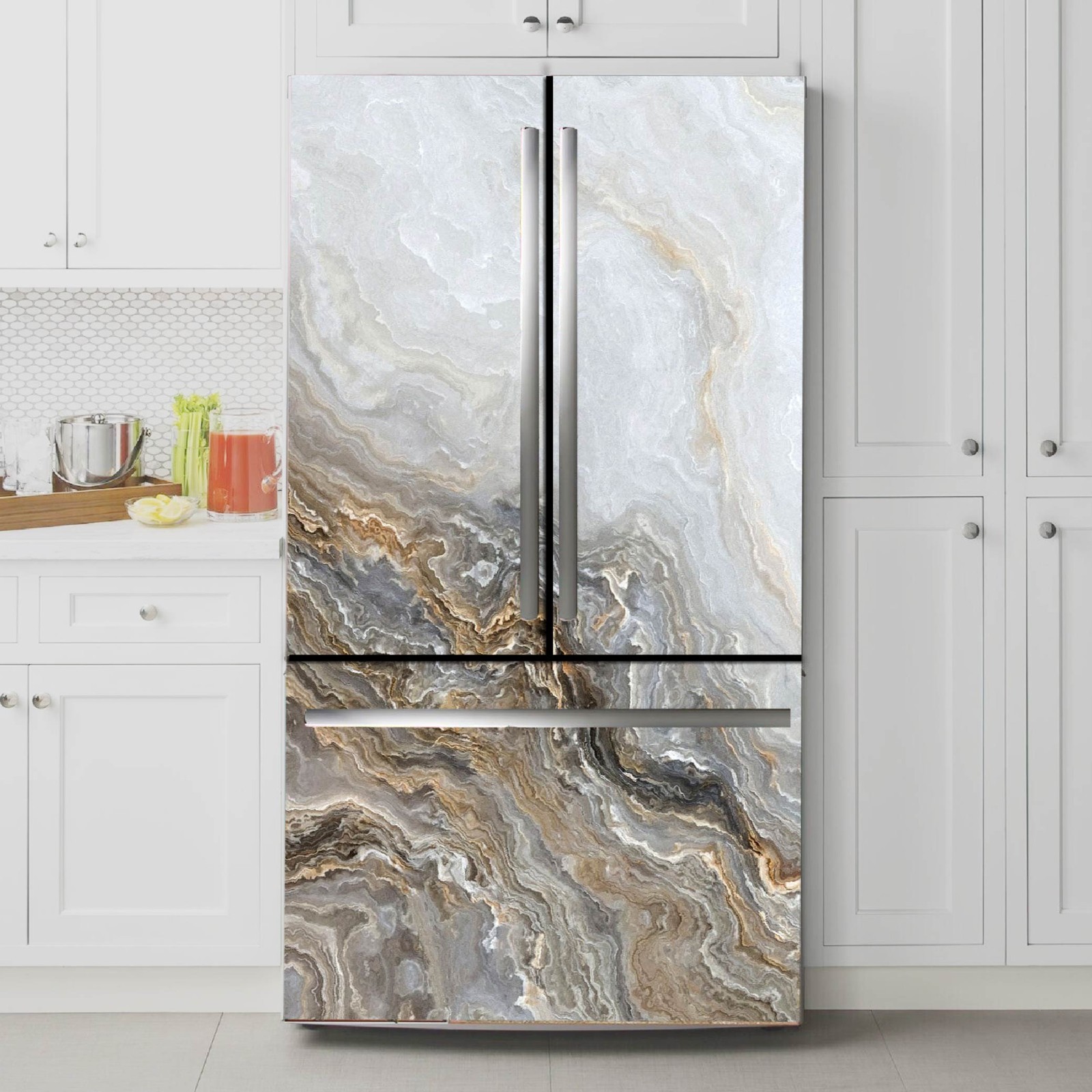 Marble Fridge Wrap Waterproof, Durable Kitchen Vinyl