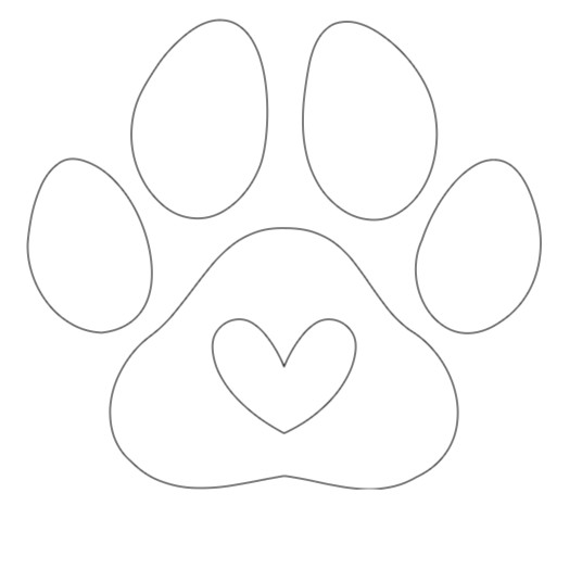 Vinyl Decal, Paw/Heart, Glossy White, Various Sizes, Indoor/Outdoor