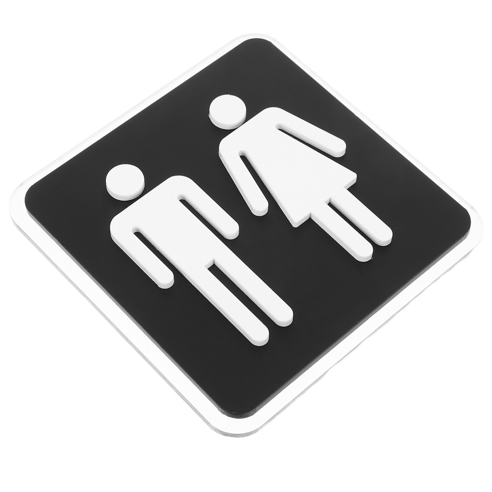 Unisex Restroom Sign: 3.94 X 3.94 Inches Black Acrylic Sign with Strong