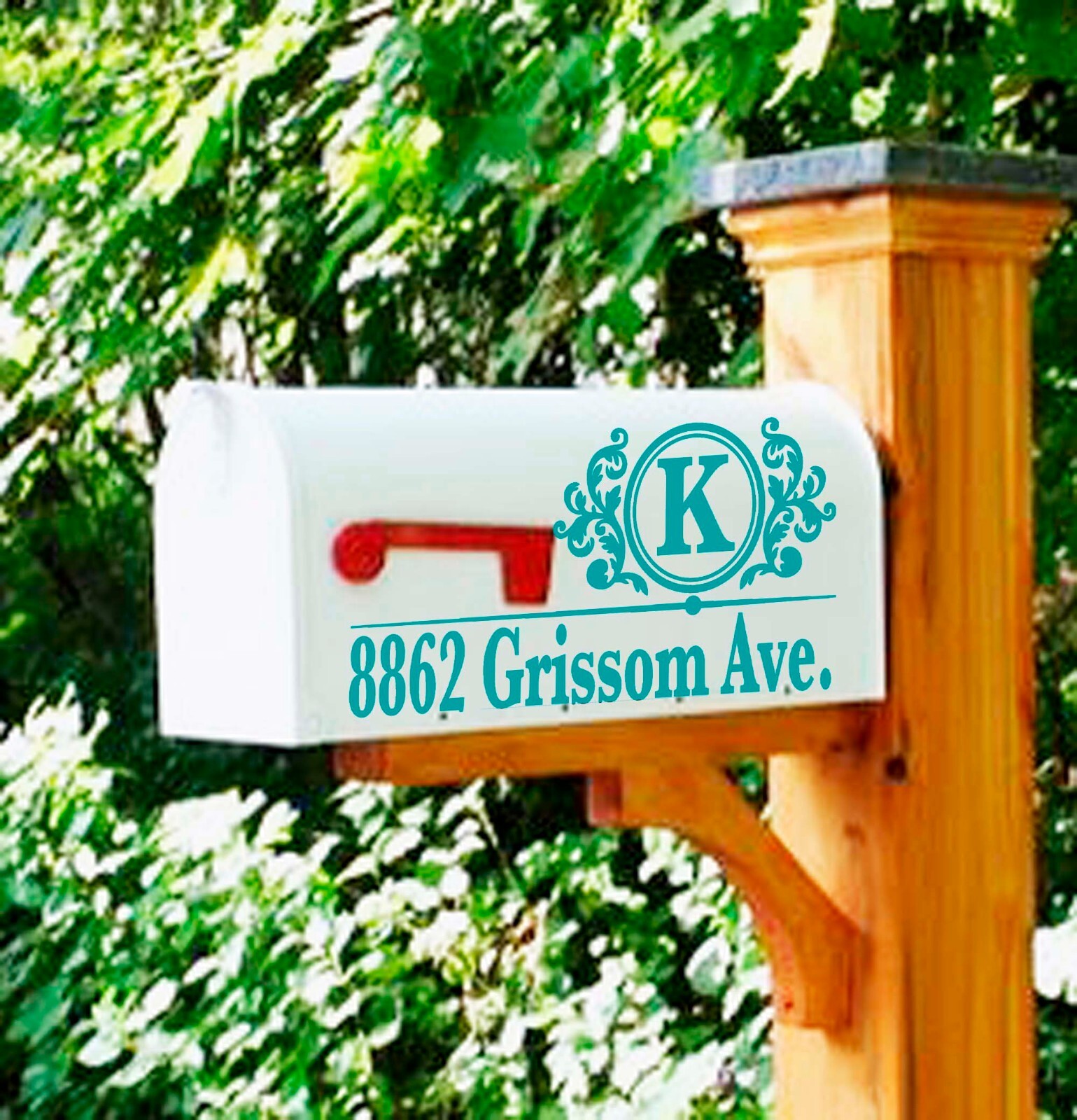 Mailbox Decal SET OF 3 Monogram Street Address permanent vinyl all colors