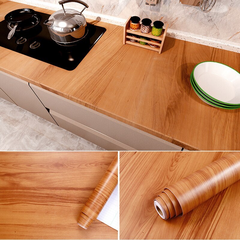 Wood Grain Self-Adhesive Wallpaper Waterproof PVC Contact Stickers Home Decor