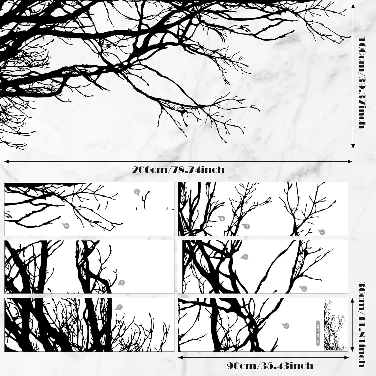Boho Tree Wall Decals, Peel and Stick Waterproof Branch Design
