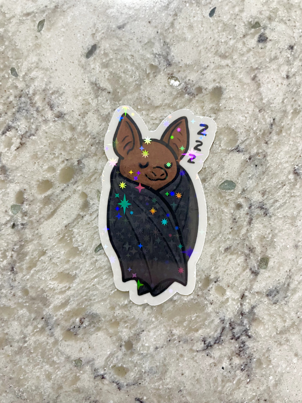 Sleeping Bat Sticker l Gloss or Holographic Laminate l Waterproof Decal