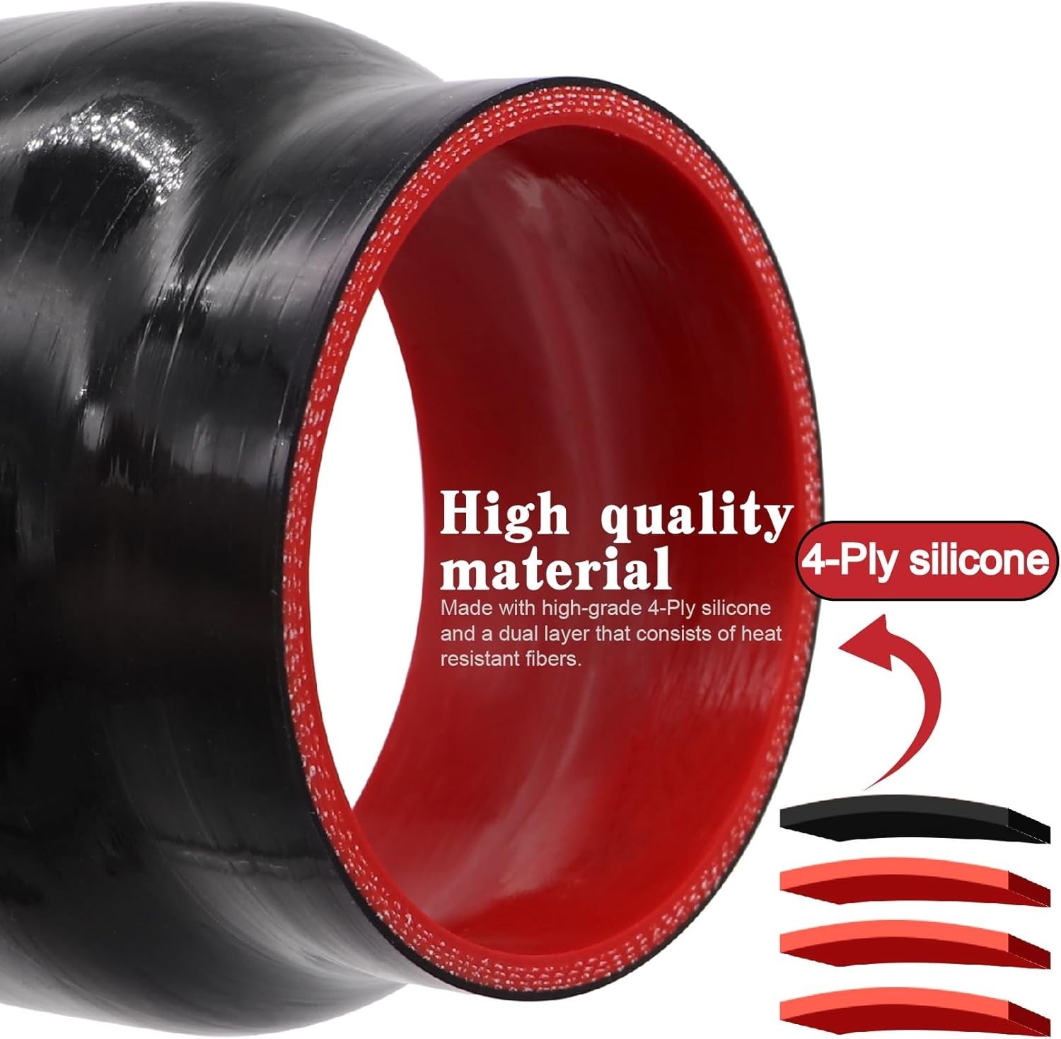 4" to 5" Silicone Reducer Coupler, 4-Ply with T-Bolt Clamp