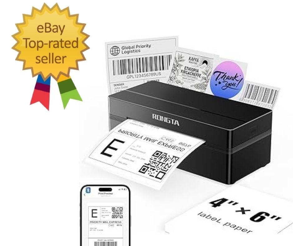 Bluetooth Shipping Label Printer, Wireless 4X6 Thermal Label Printer for Shippin