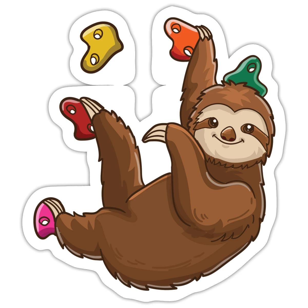 Bouldering Sloth Funny Rock Climbing Sticker, max. 4 x 4"