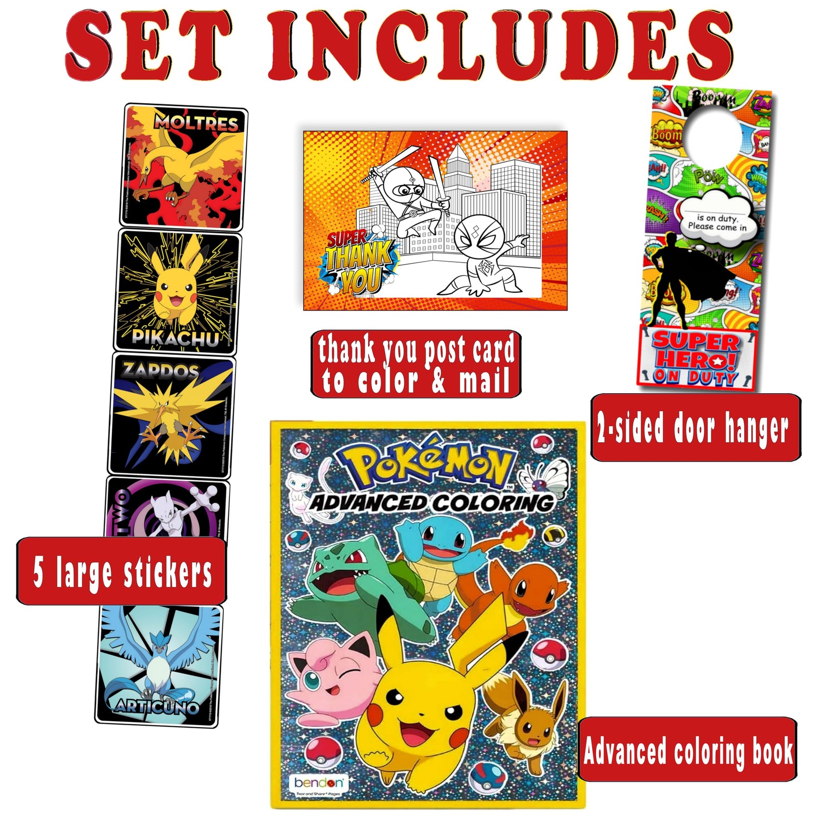 Bendon Pokemon Advanced Coloring & Sticker Activity Set with Door Hanger