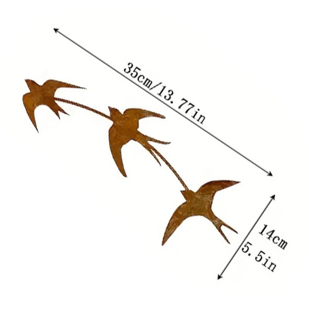 Rusty Bird Accent Metal Wall Decor Vintage Design Weathered Finish Outdoor Use