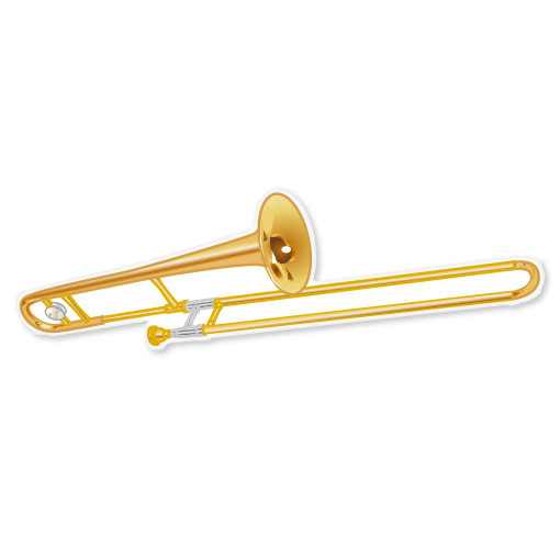 Trombone musical instrument band bumper sticker 6" x 3"
