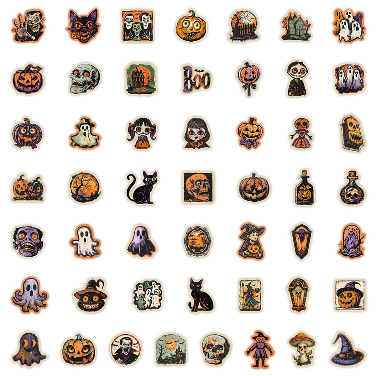50pc Waterproof Vinyl Stickers Vintage Halloween Luggage Phone Laptop Car Fridge
