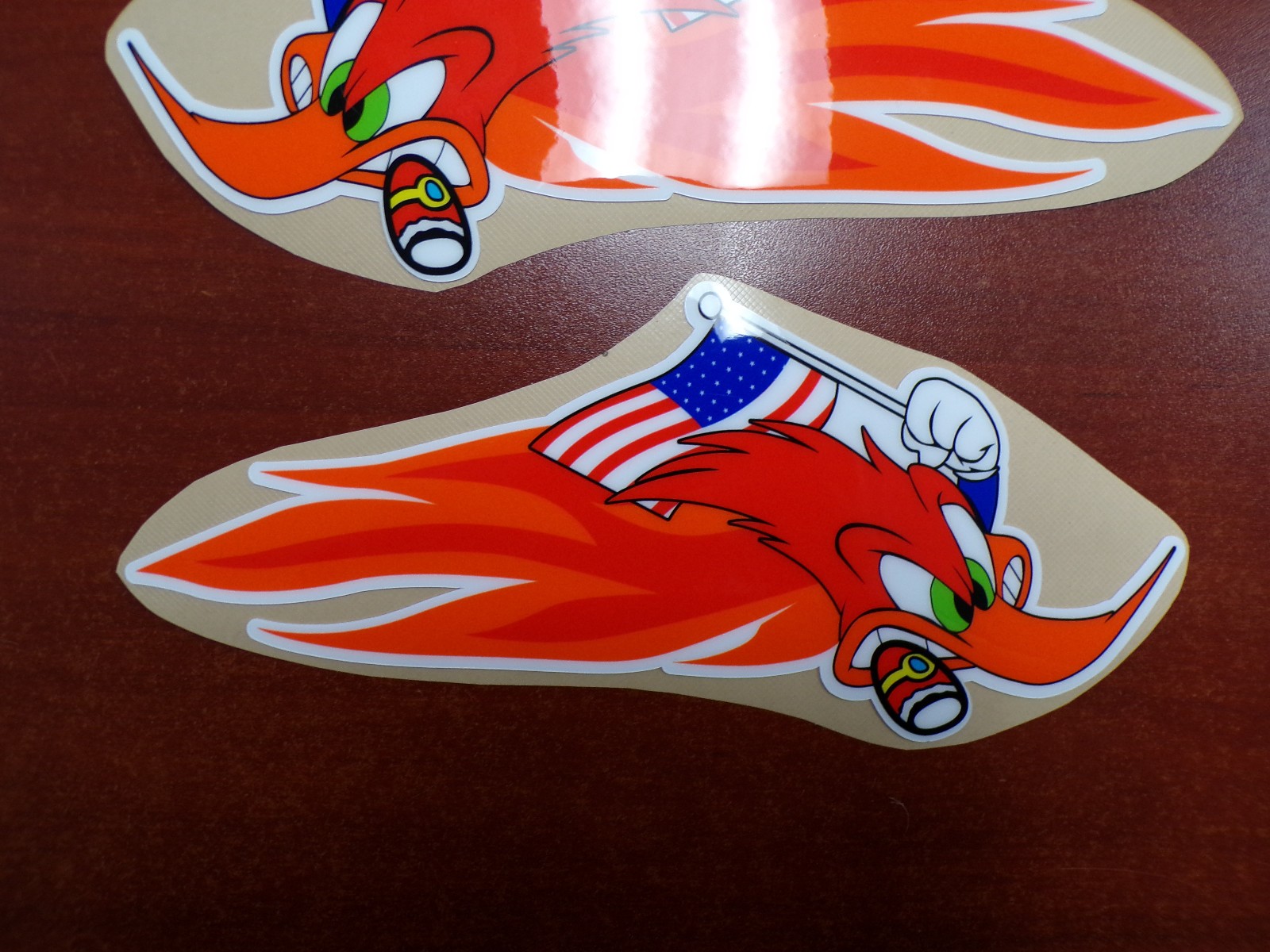 HONDA OLD SCHOOL USA MADE FLAG CORRECT WOODY WOODPECKER GRAPHIC STICKER CIGAR