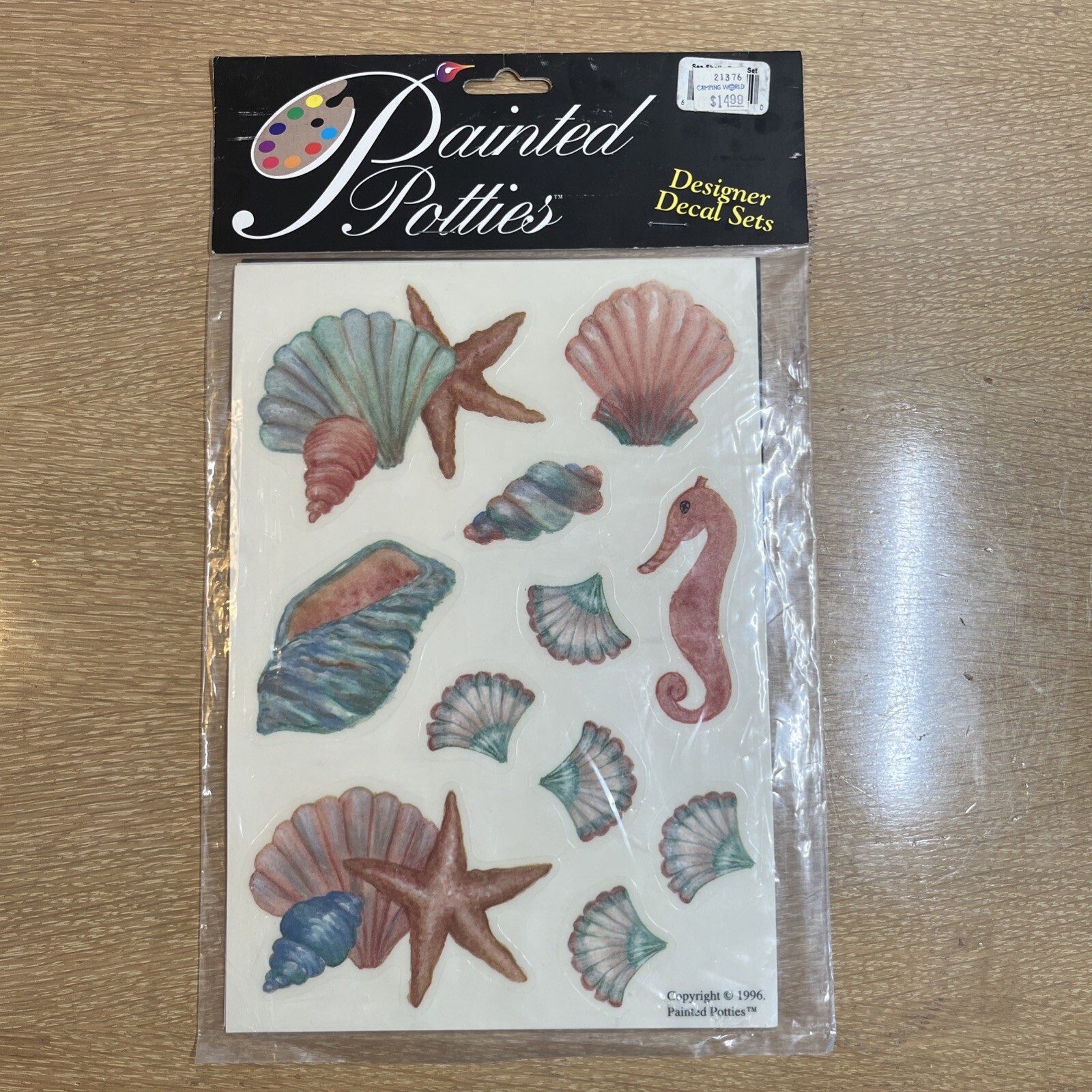 VTG Painted Potties Toilet Bowl Decals Novelty Designer Set Seashells Wall Decor