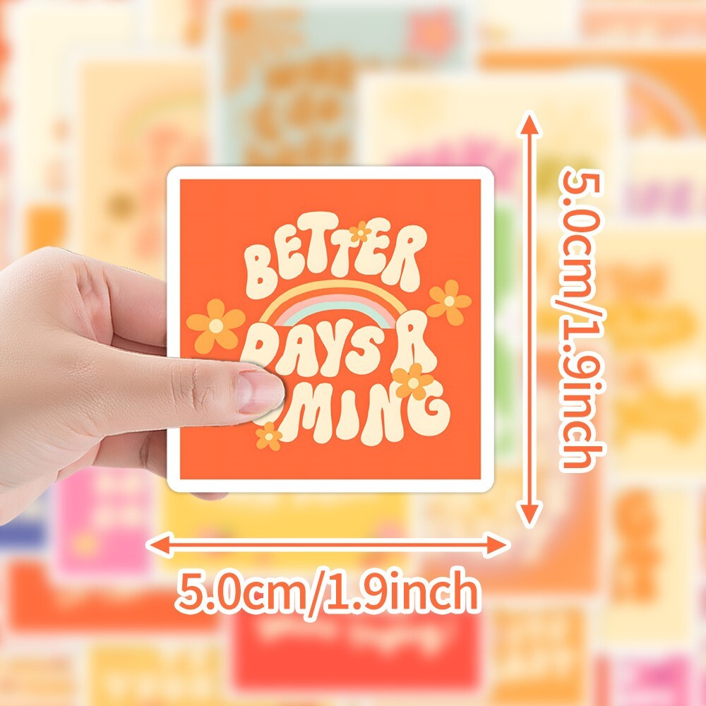 50pc Waterproof Vinyl Stickers Motivational Inspirational Phrases Luggage Phone
